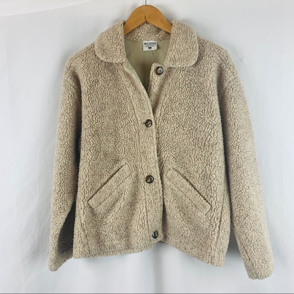 Vintage Columbia Brown Teddy Jacket with Pockets